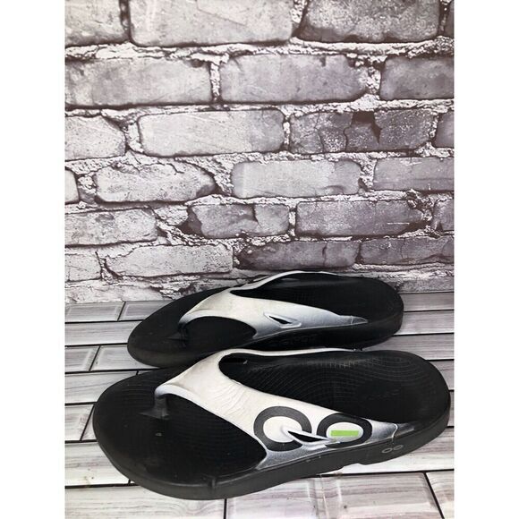 Oofos OOriginal Thong Unisex Black White Thong Foam Lightweight Sandals Men 45EU main image 13